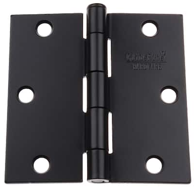 GlideRite 3.5" x 3.5" Square Matte Black Door Hinges (Pack of 12)