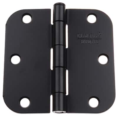 GlideRite 3.5" x 5/8" Radius Matte Black Door Hinges (Pack of 12)