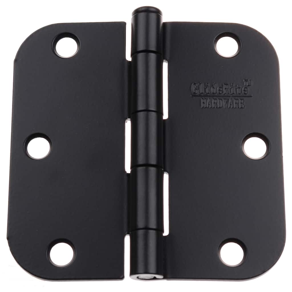 GlideRite 3.5" x 5/8" Radius Matte Black Door Hinges (Pack of 12)