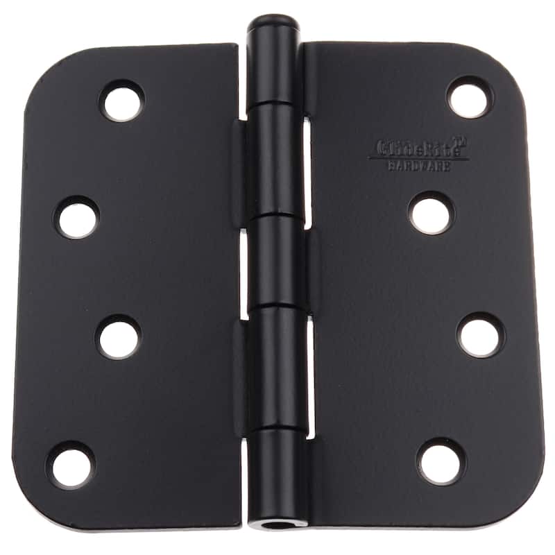 GlideRite 4" x 5/8" Radius Matte Black Door Hinges (Pack of 12)