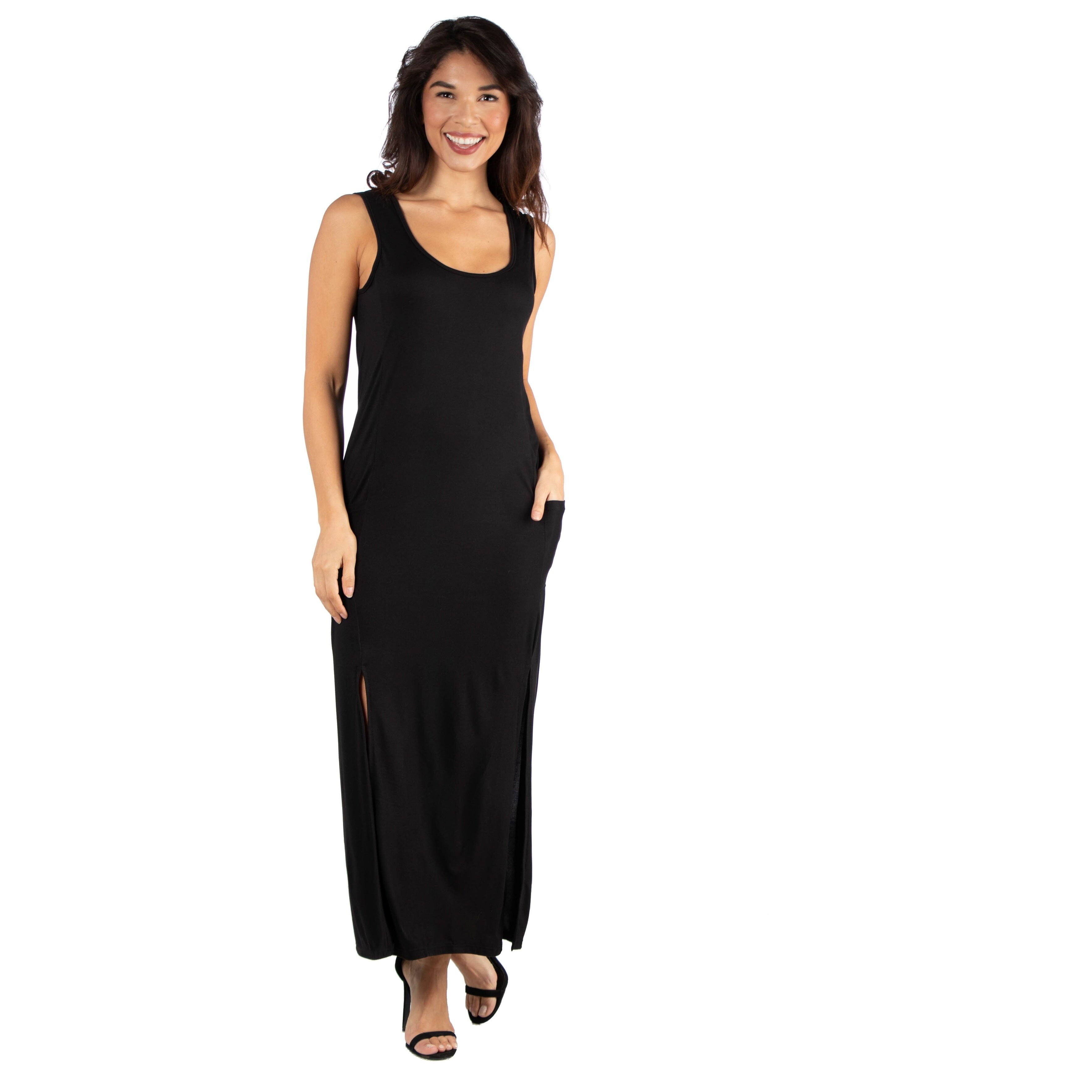 black maxi dress with pockets