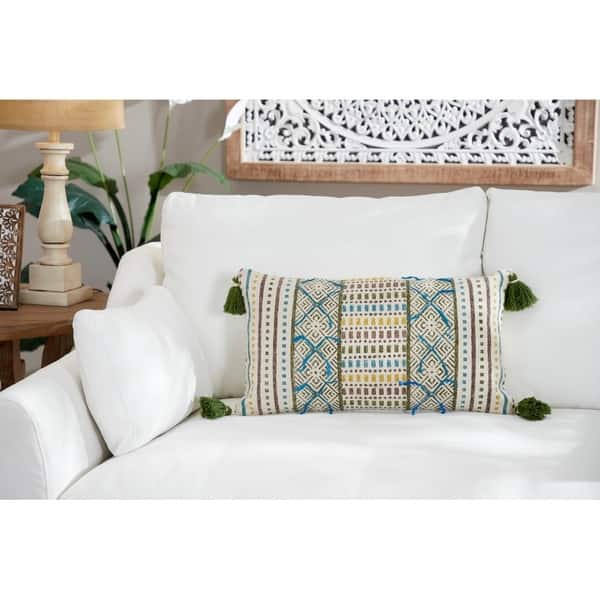 Shop Embroidered Decorative Throw Pillow W Extra Long Fringe Trim