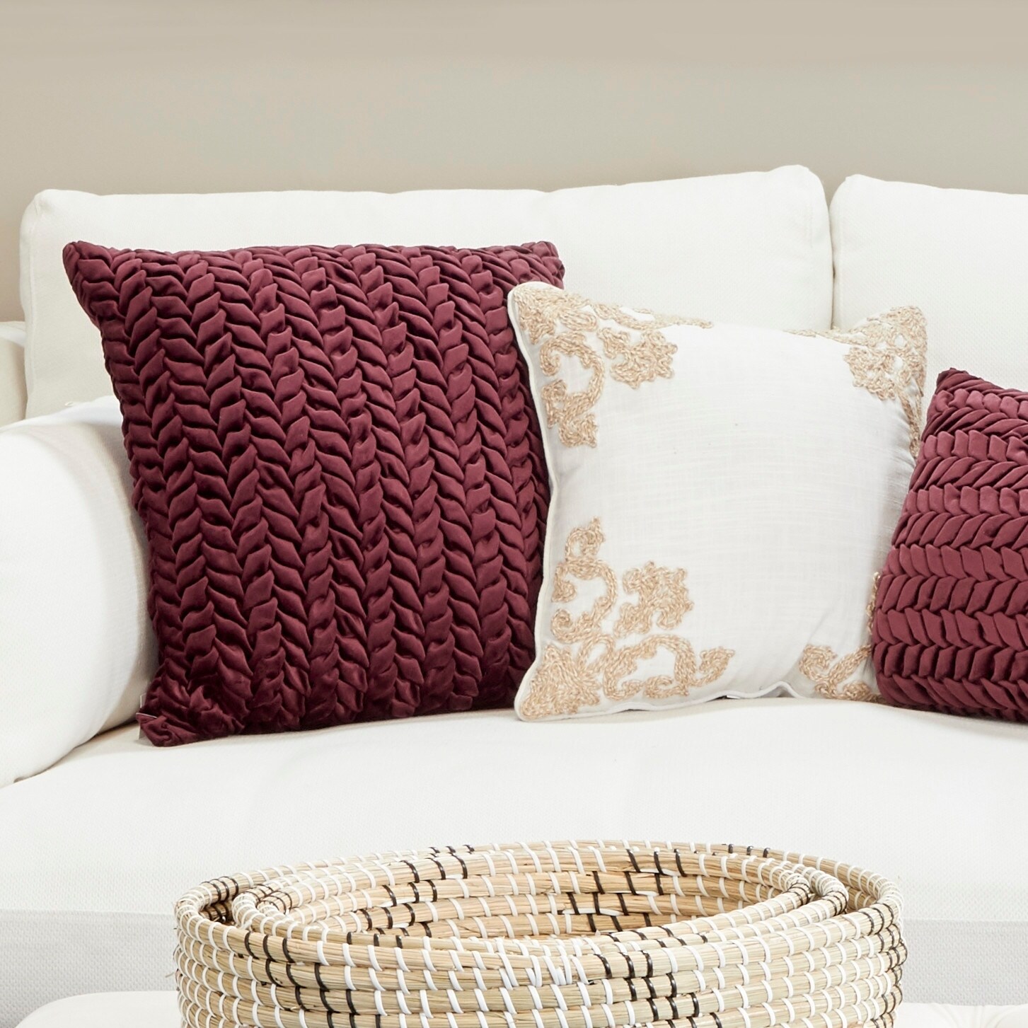 Velvet Decorative Throw Pillow W Smocked Braid Pattern Velvet Decorative Throw Pillow W