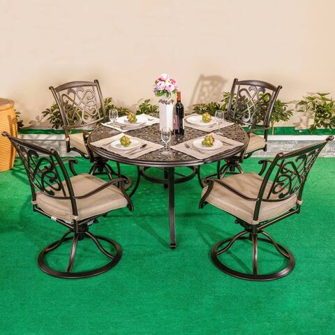 5 Piece Outdoor Dining Set Patio swivel Rocker Chair Set