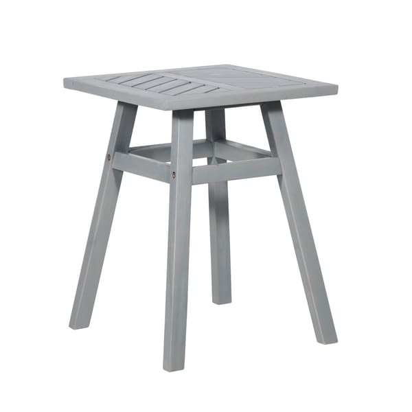 Shop Outdoor Chevron Solid Acacia Wood Side Table - Grey ...