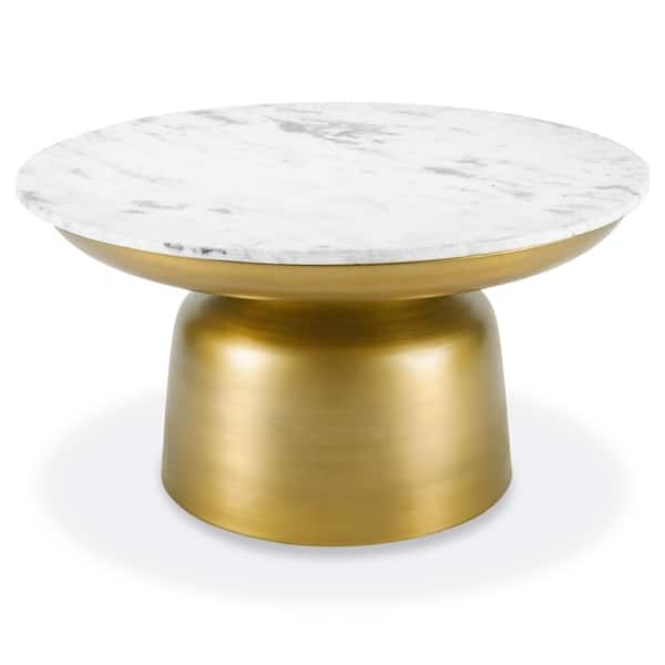 Intention have mistaken Surrender Poly and Bark Signy Coffee Table with Marble Top in Antique Brass -  Overstock - 27987968