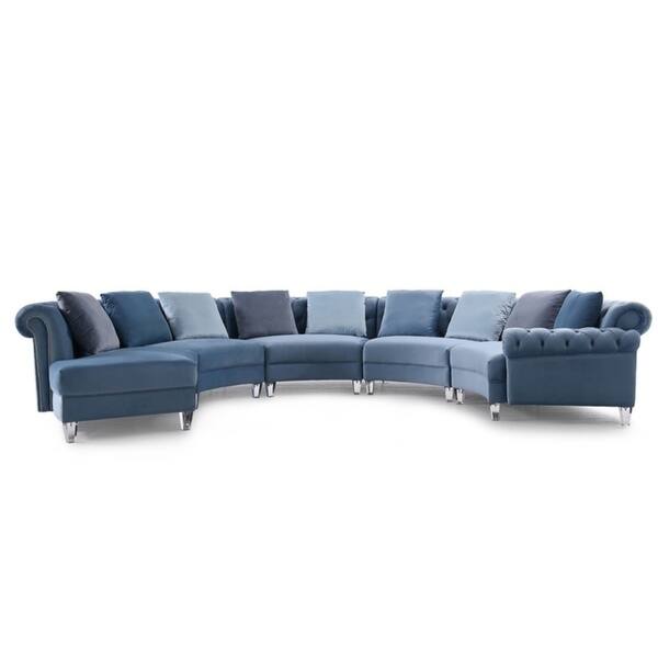 Shop Divani Casa Darla Modern Blue Velvet Circular Sectional Shop Divani Casa Darla Modern Blue Velvet Circular Sectional