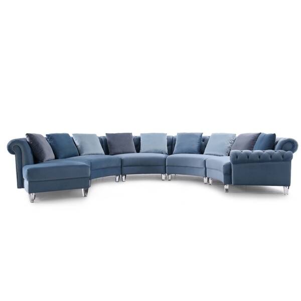 Shop Divani Casa Darla Modern Blue Velvet Circular Sectional