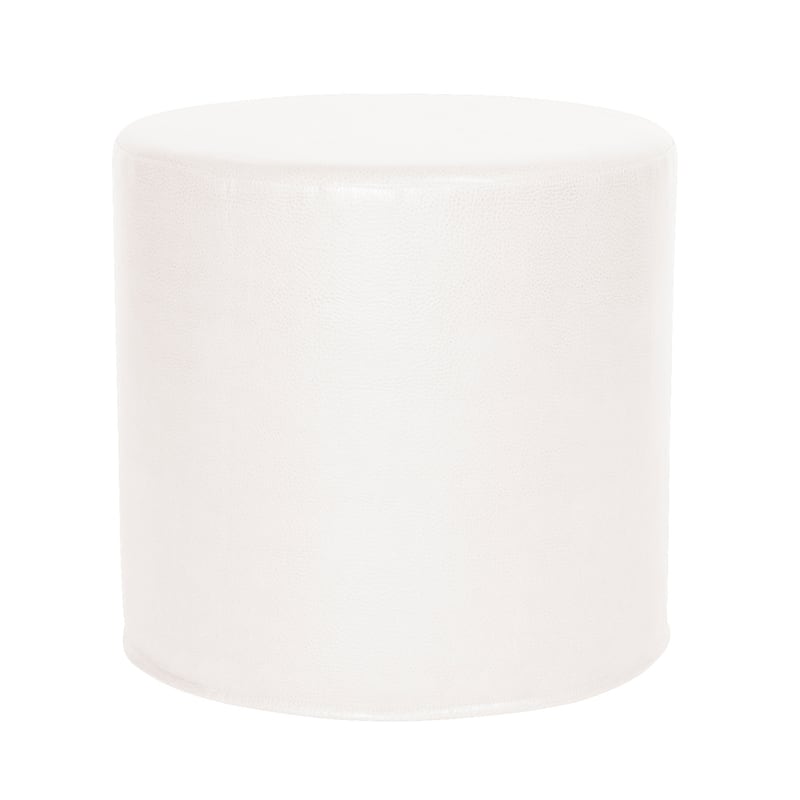 Allan Andrews No Tip Cylinder Ottoman With Cover, Glam Collection - White