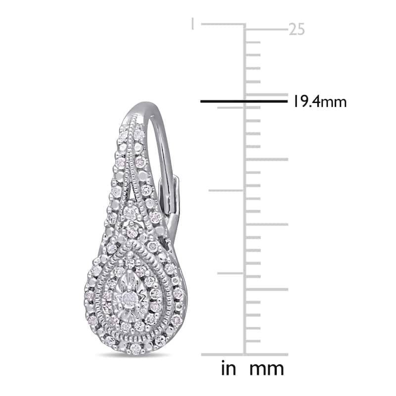 Miadora Sterling Silver 1/4ct TDW Diamond Teardrop Cluster Leverback Earrings