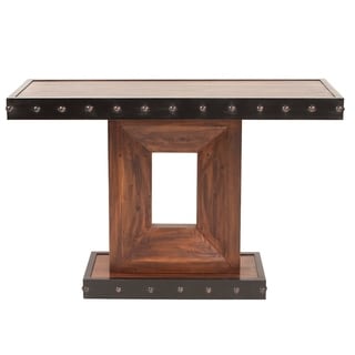 Allan Andrews Tapered Rustic Wood Pedestal with Iron Accents (Base - Plant Stands/Console Tables)