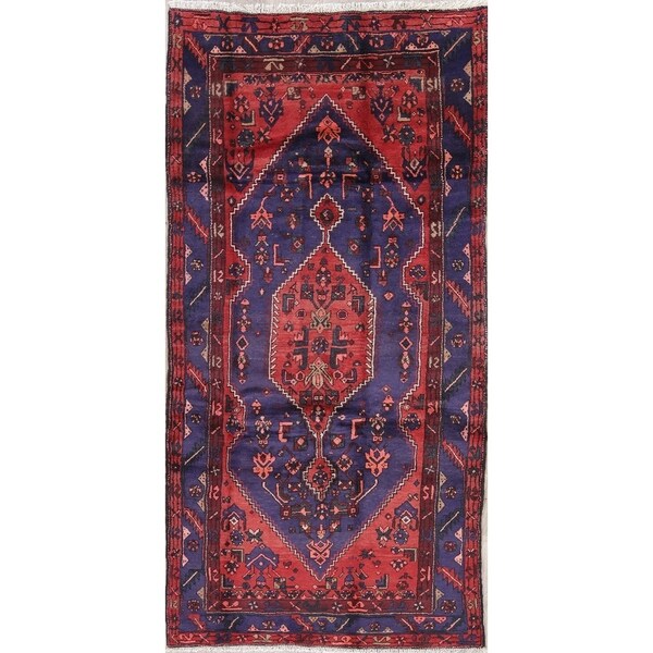 Hamedan Geometric Hand-Knotted Wool Persian Oriental Rug - 8'7" x 4'5" Runner