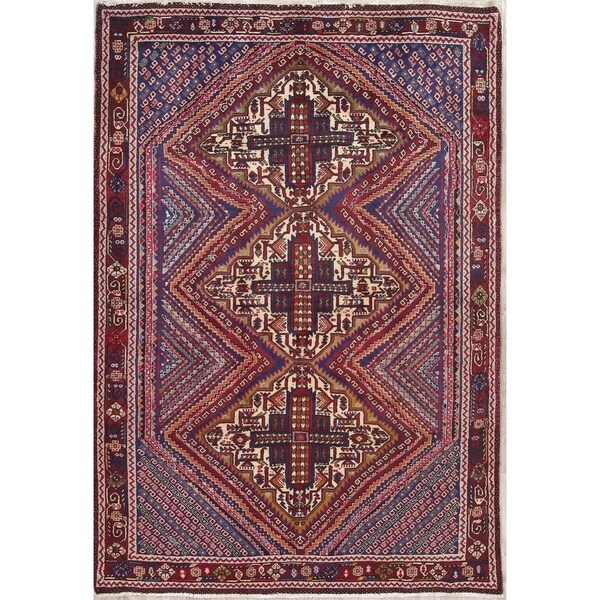 Sirjan Tribal Geometric Hand-Knotted Wool Persian Oriental Area Rug - 7'1" x 4'11"