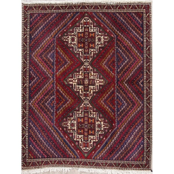 Sirjan Tribal Geometric Hand-Knotted Wool Persian Oriental Area Rug - 6'4" x 4'11"
