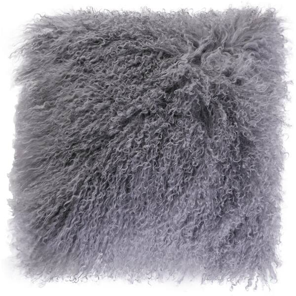 Shop Genuine Mongolian Lamb Wool Sheepskin Square Pillow Cover 16