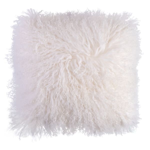 Shop Genuine Mongolian Lamb Wool Sheepskin Square Pillow Cover 16