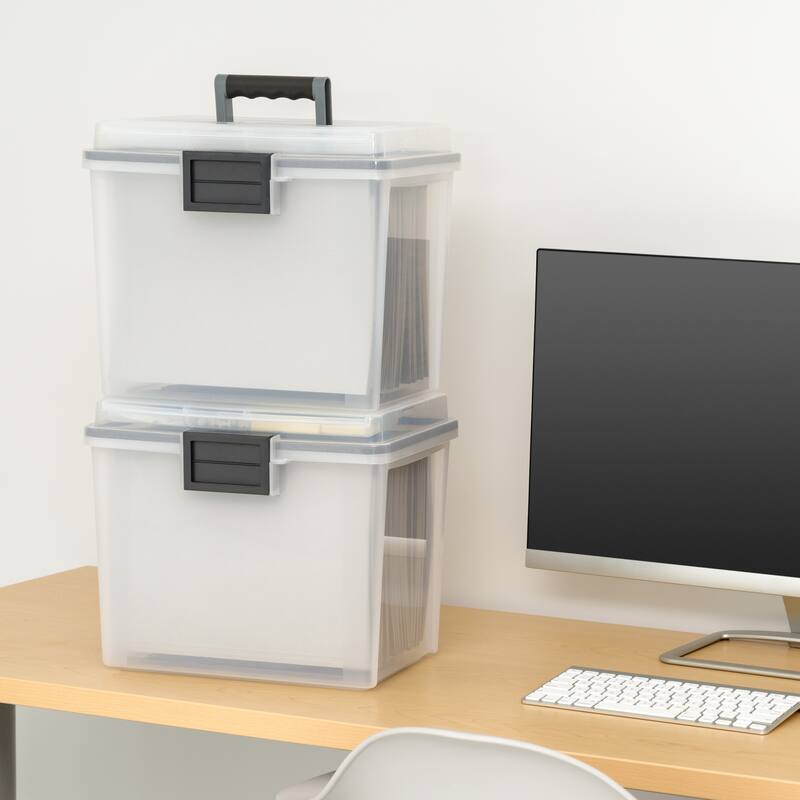 IRIS Letter Size Portable WEATHERTIGHT File Box, Clear
