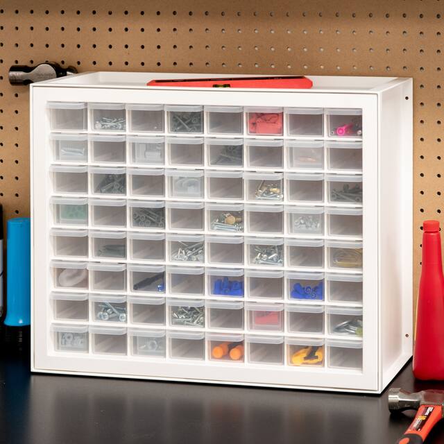 IRIS 64 Drawer Parts Cabinet, White