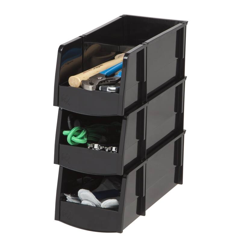 IRIS Large Bin, 8 Pack, Black