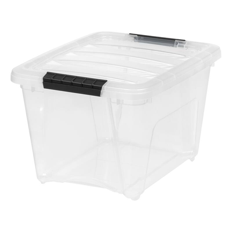 IRIS 19 Quart Stack & Pull Box, 6 Pack, Clear with Black Handles