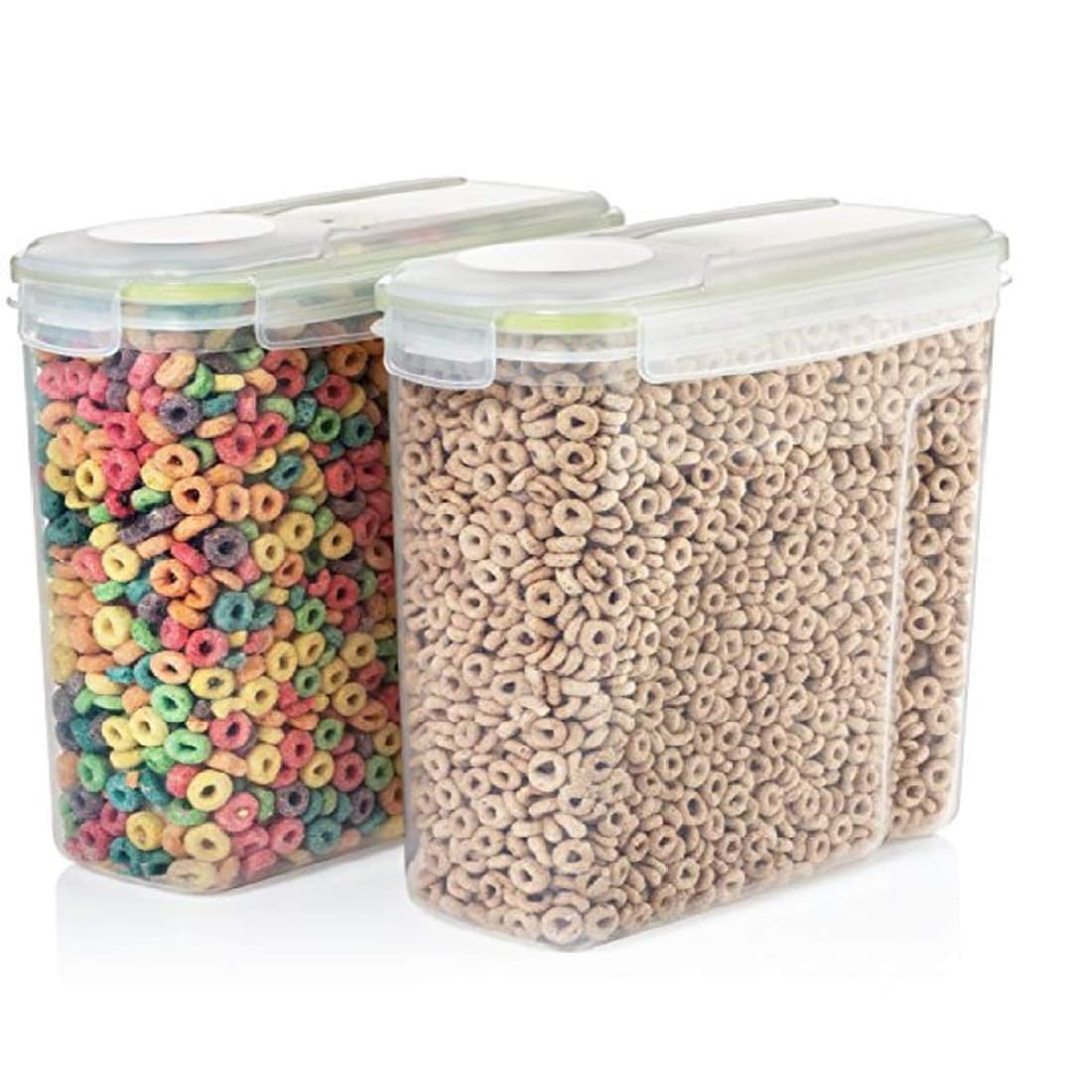 Shop Black Friday Deals On Set Of 2 Clear Plastic Cereal Food And Snack Kitchen Storage Containers With Lids Overstock 27989249
