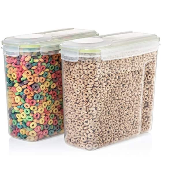 Set of 2 Clear Plastic Cereal Food and Snack Kitchen Storage Containers  with Lids - Bed Bath & Beyond - 27989249