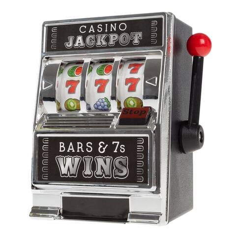 Slot Machine Coin Bank- Realistic Mini Table Top Novelty Casino Style Toy with Lever by Trademark Gameroom