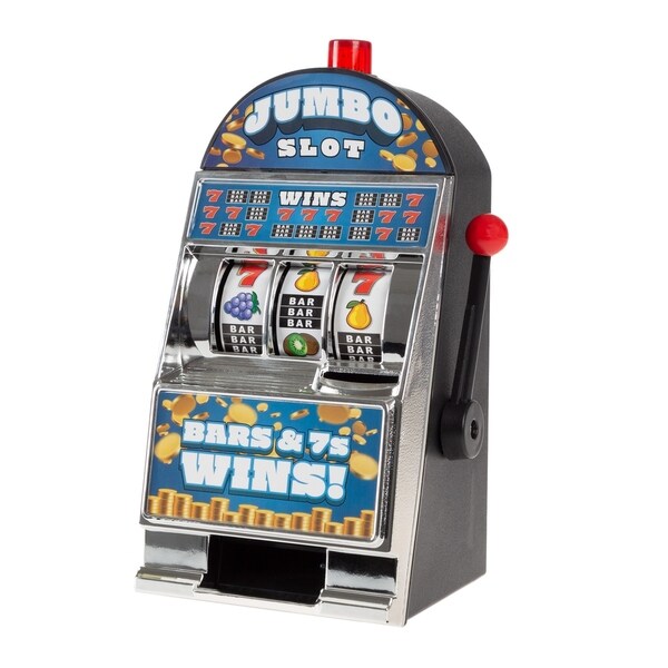 Slot Machine Coin Bank- Electronic Realistic Mini Tabletop Novelty Casino Style Toy with Lever by Trademark Gameroom
