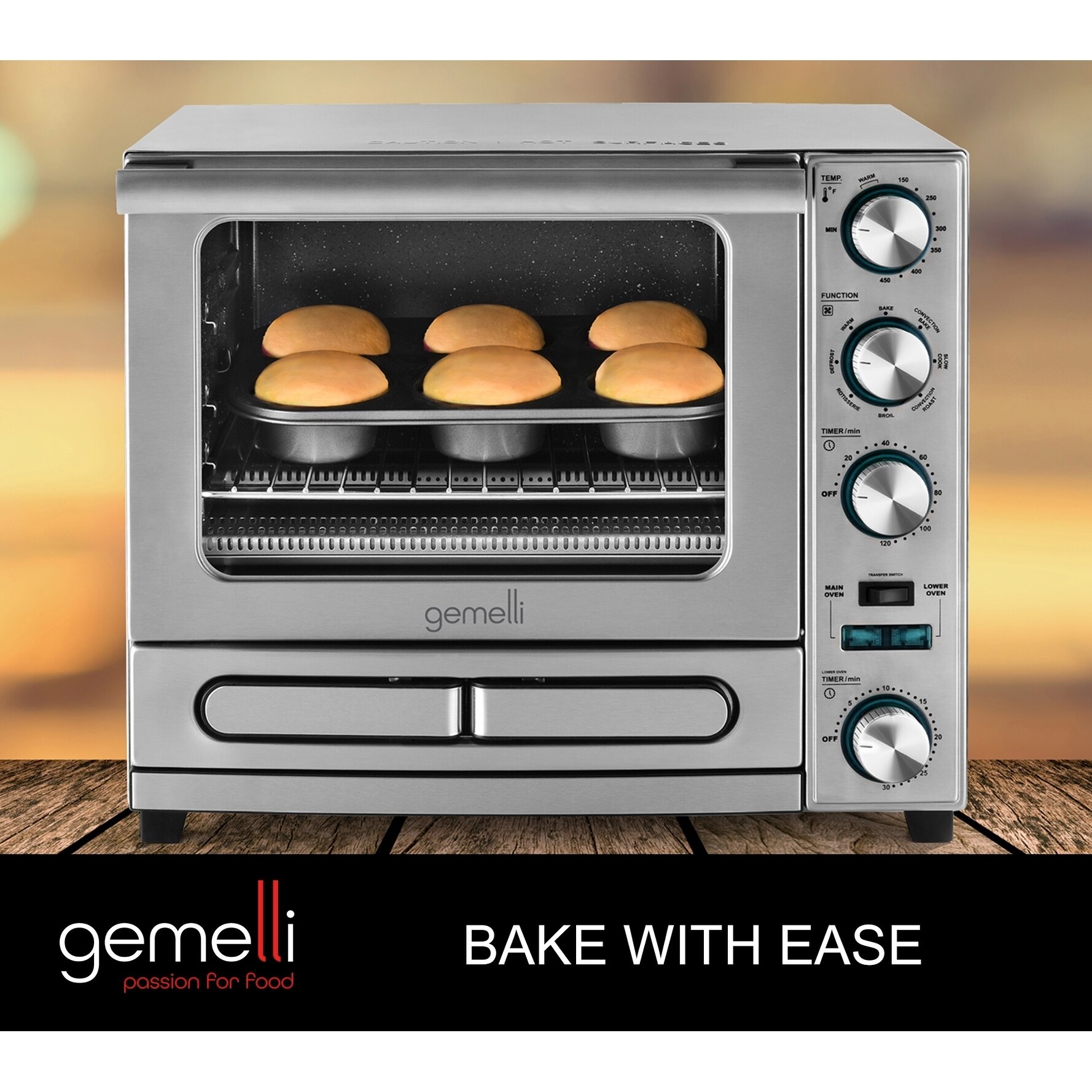 Gemelli Twin Oven, Convection Oven with Built-In Pizza Drawer and