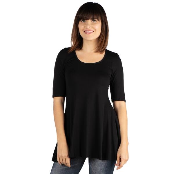 slide 1 of 36, 24seven Comfort Apparel Elbow Sleeve Swing Tunic Top For Women