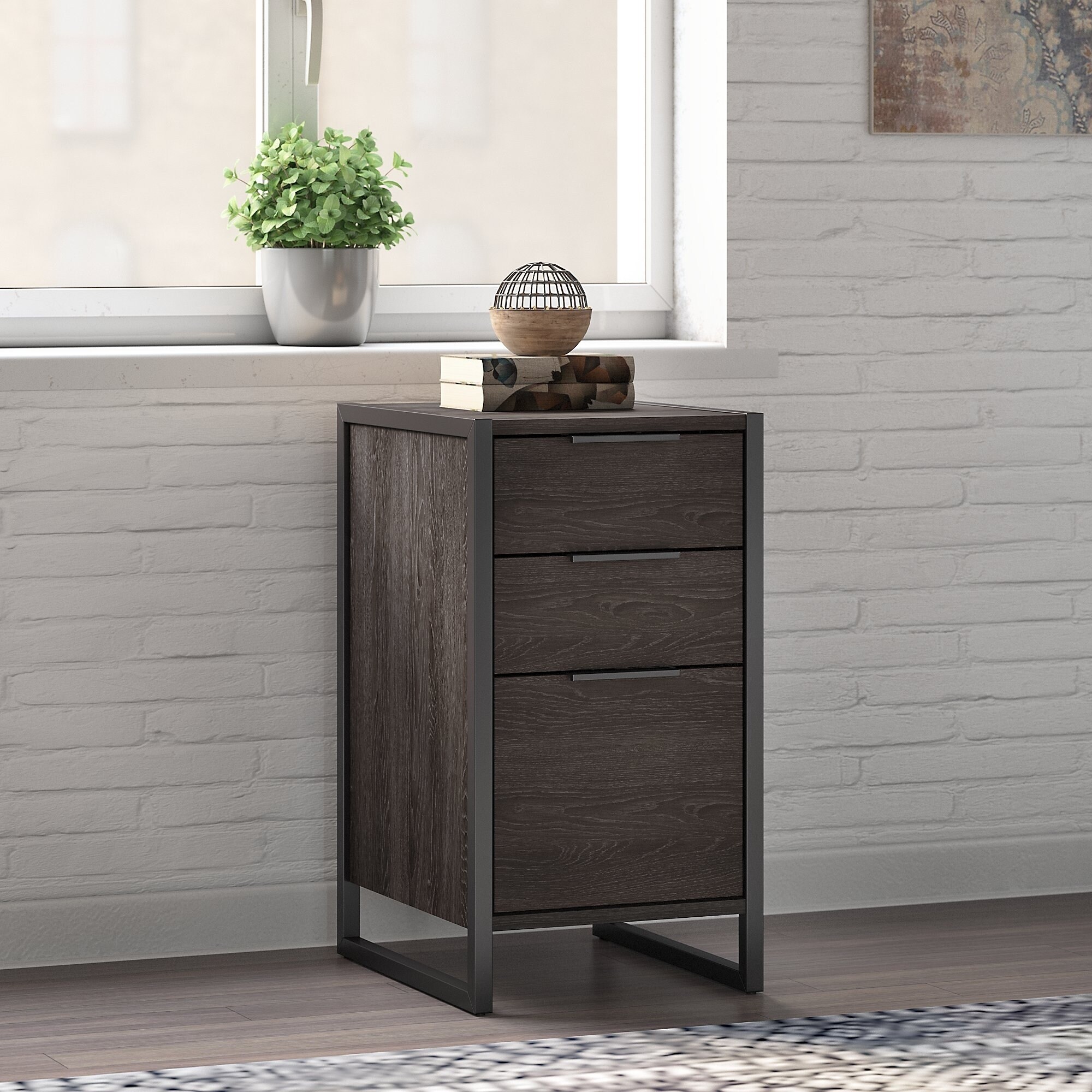 Shop Atria File Cabinet In Charcoal Gray From Office By Kathy Ireland Overstock 27989391
