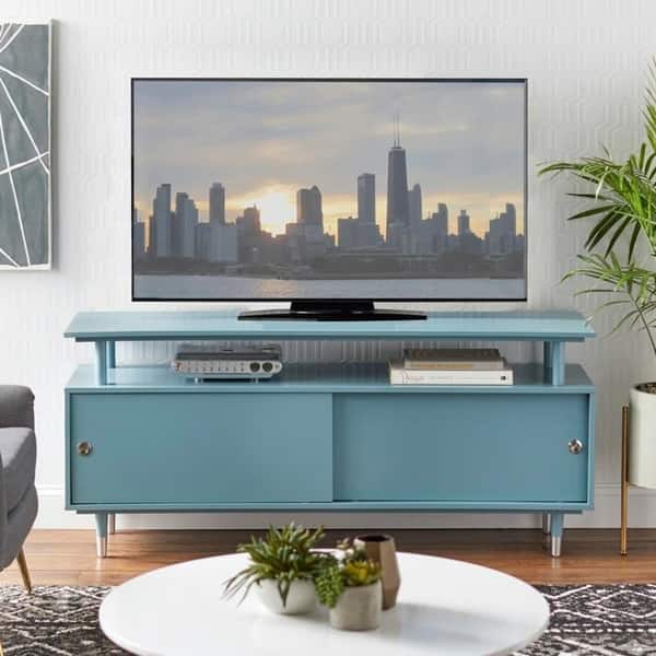Simple Living Margo Mid-century Modern Wood TV Stand - Antique Blue