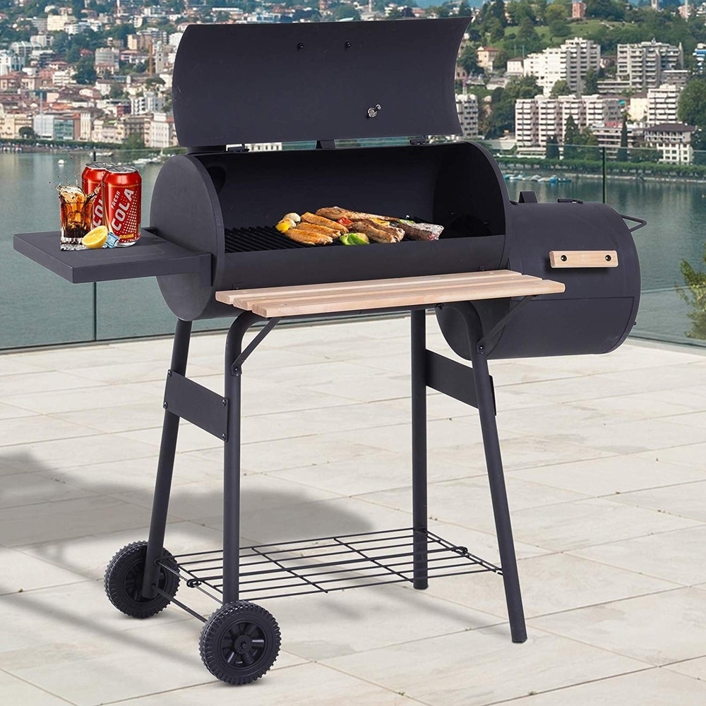 Gardens 33 x 43cm Invero Portable Barbecue Charcoal Outdoor Metal Grill Ideal BBQ Smoker for Picnics Camping and more Blue 