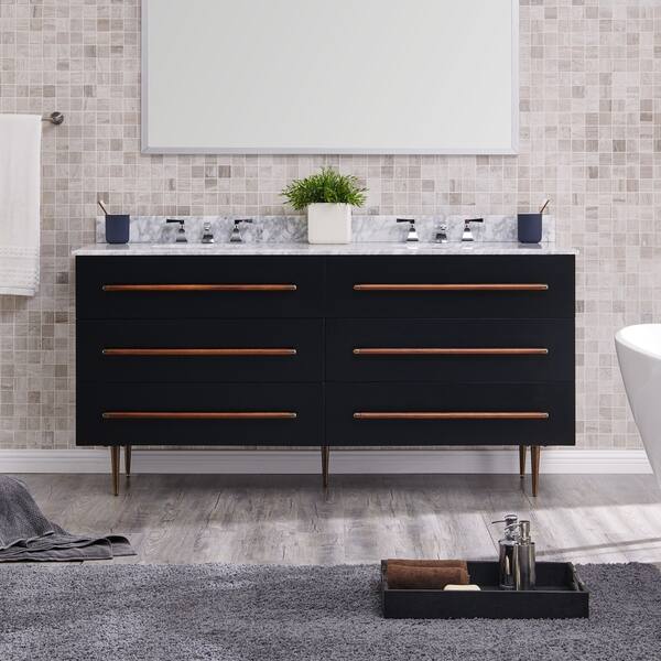 Shop Strick Bolton Yatesling Modern Black Marble Double Vanity Overstock 27989476