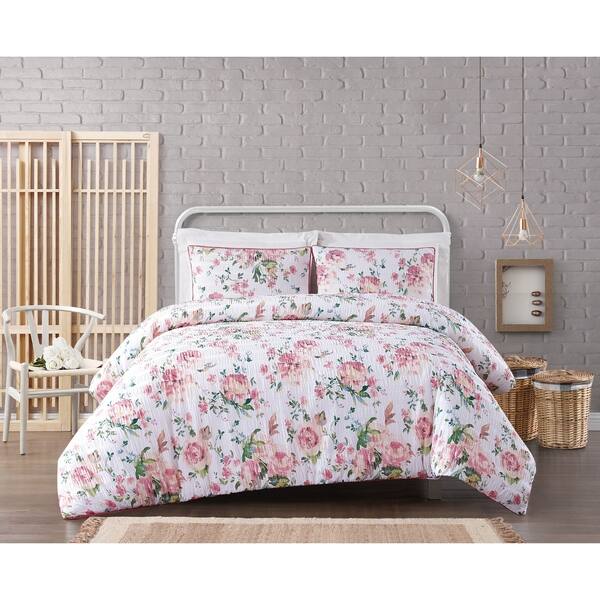 Shop Cottage Classics Blooms Floral Seersucker 3 Piece Comforter Set On Sale Overstock 27989505 King