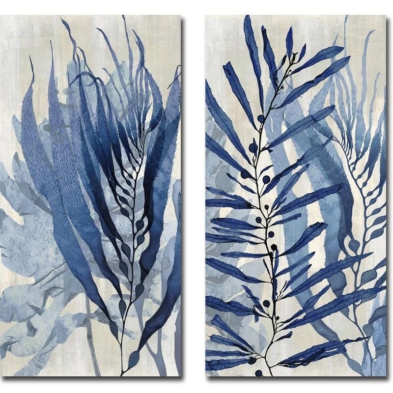 Sea Nature in Blue I & II by Melonie Miller 2-pc Gallery Wrapped Canvas Giclee Art Set (Ready to Hang)