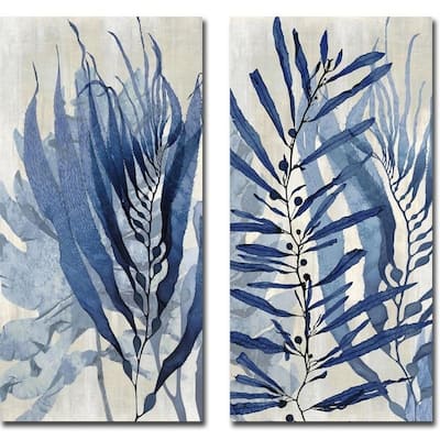 Sea Nature in Blue I & II by Melonie Miller 2-pc Gallery Wrapped Canvas Giclee Art Set (Ready to Hang)