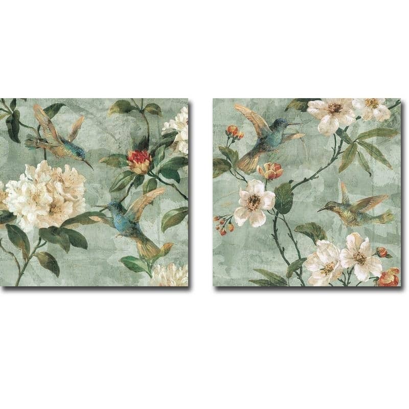 Birds of a Feather I & II by Renee Campbell 2-pc Gallery Wrapped Canvas Giclee Art Set (Ready to Hang)