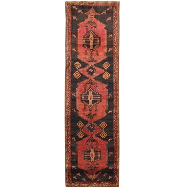 Handmade One-of-a-Kind Hamadan Wool Runner (Iran) - 3'7 x 12'6