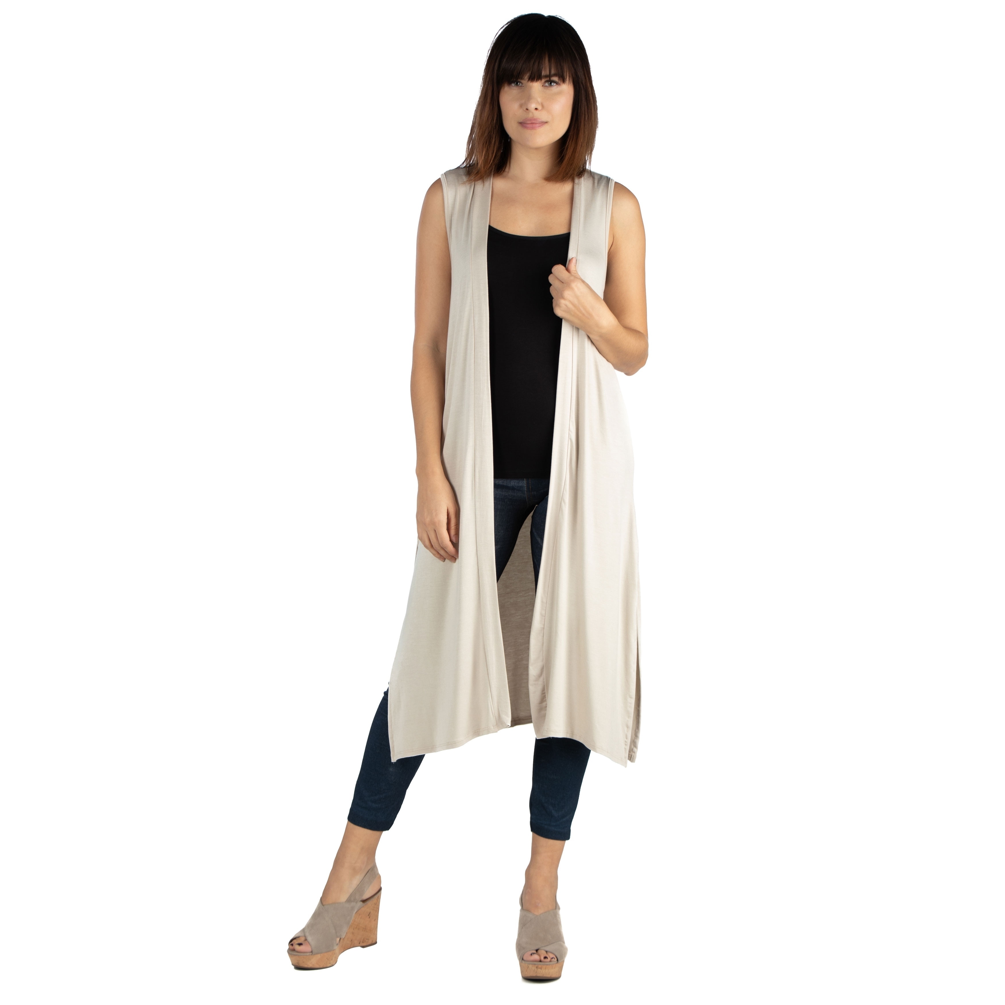 women's long sleeveless cardigan