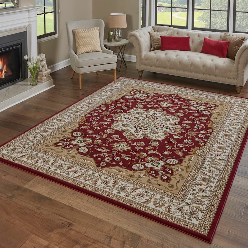 Gertmenian Majestic Chilton Red Traditional Border Oriental Area Rug - 7' 10" x 10'