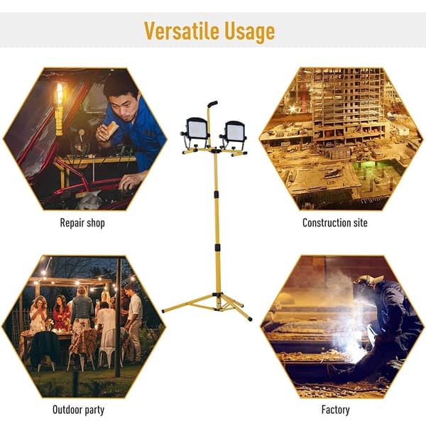 HOMCOM 10000 Lumen Dual Head Work Lights LED Tripod Stand Weather Resistant HOMCOM 10000 Lumen Dual Head Work Lights LED Tripod Stand Weather Resistant