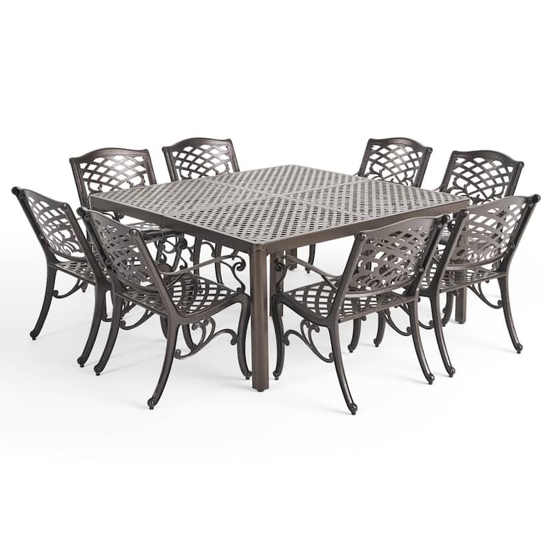 Fairwind Outdoor 8-seat Aluminum Dining Set by Christopher Knight Home - Hammered Bronze