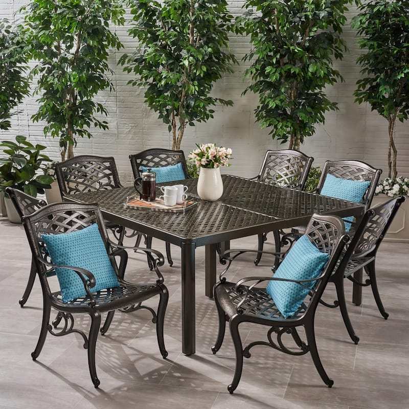 Fairwind Outdoor 8seat Aluminum Dining Set by Christopher Knight Home