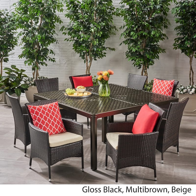 Bragdon Aluminum/ Brown Wicker 9-piece Outdoor Dining Set by Christopher Knight Home