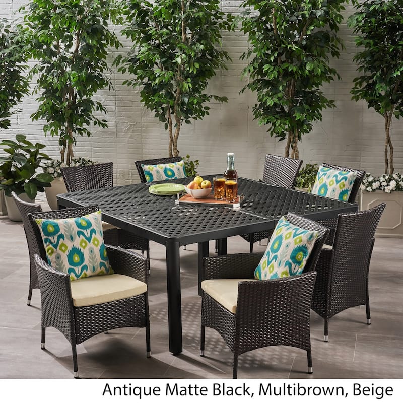 Bragdon Aluminum/ Brown Wicker 9-piece Outdoor Dining Set by Christopher Knight Home