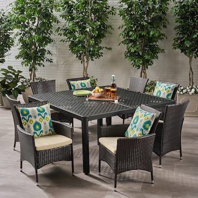Bragdon Aluminum/ Brown Wicker 9-piece Outdoor Dining Set by Christopher Knight Home