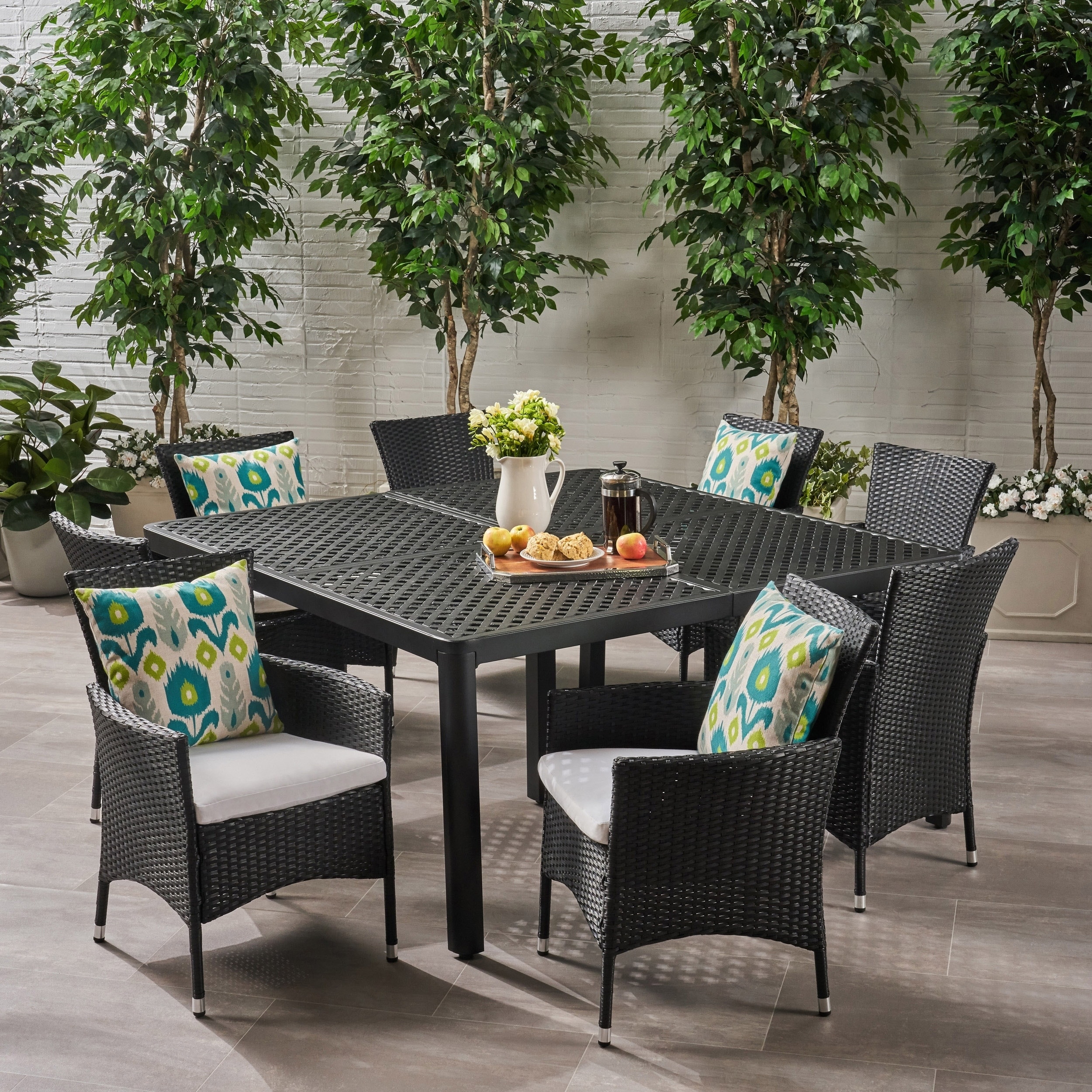Brevard Outdoor 8 Seater Aluminum And Wicker Dining Set By Brevard Outdoor 8 Seater Aluminum