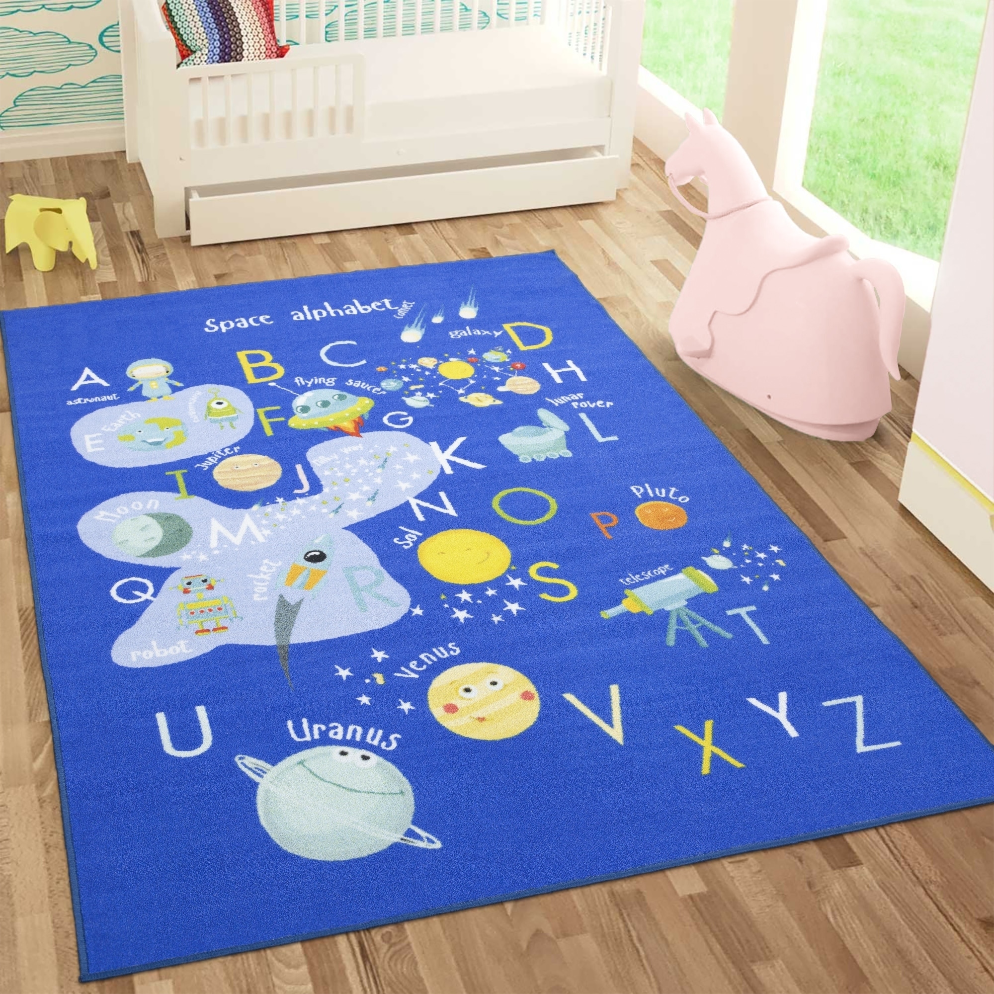 Rugs Carpets Boy Girl Interactive Non Slip Planets Space
