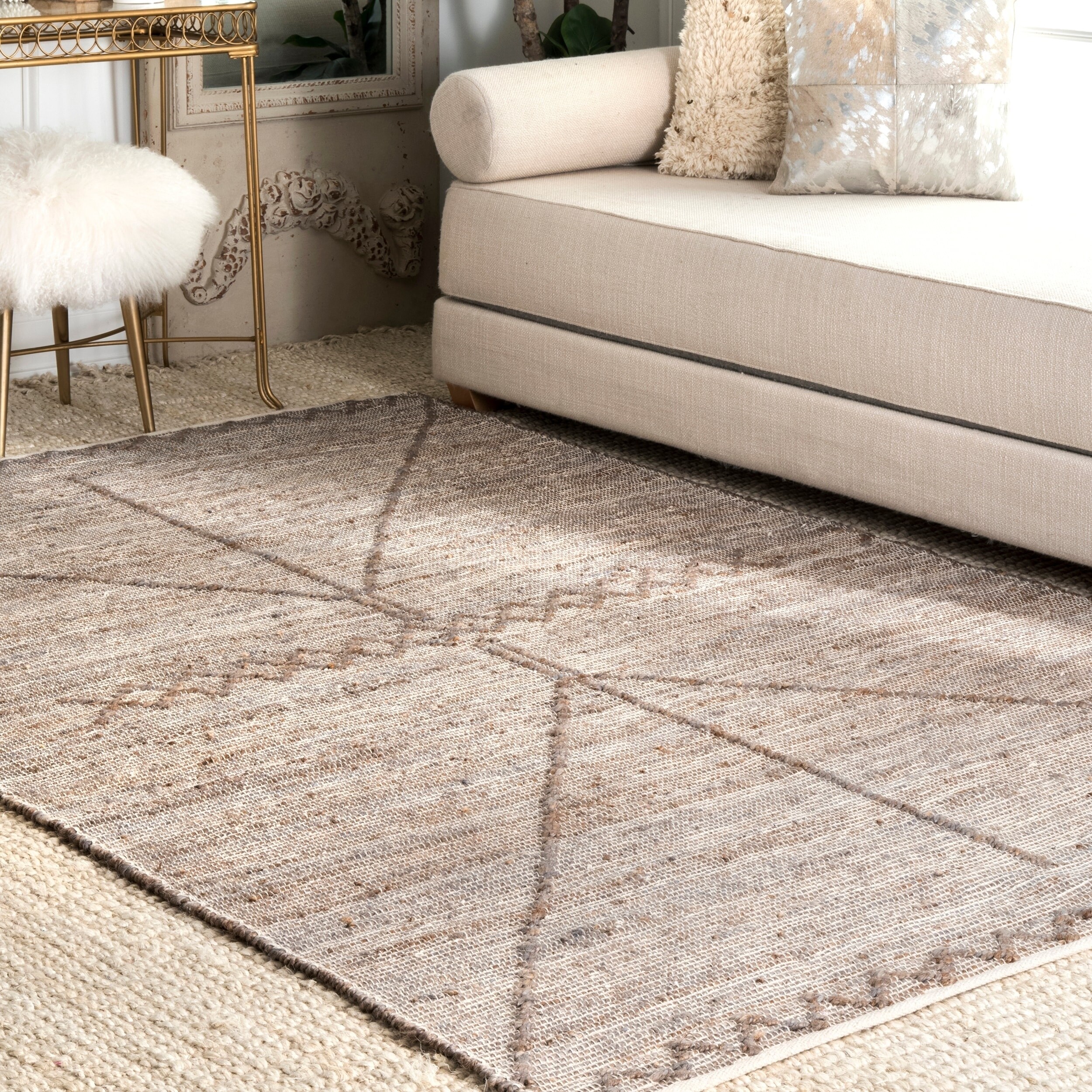 Porch Den Conzelmann Natural Jute Tribal Pattern Flatwoven Area Rug Porch Den Conzelmann Natural Jute Tribal Pattern Flatwoven Area Rug